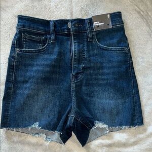 Dark Blue Denim Cutoff Shorts